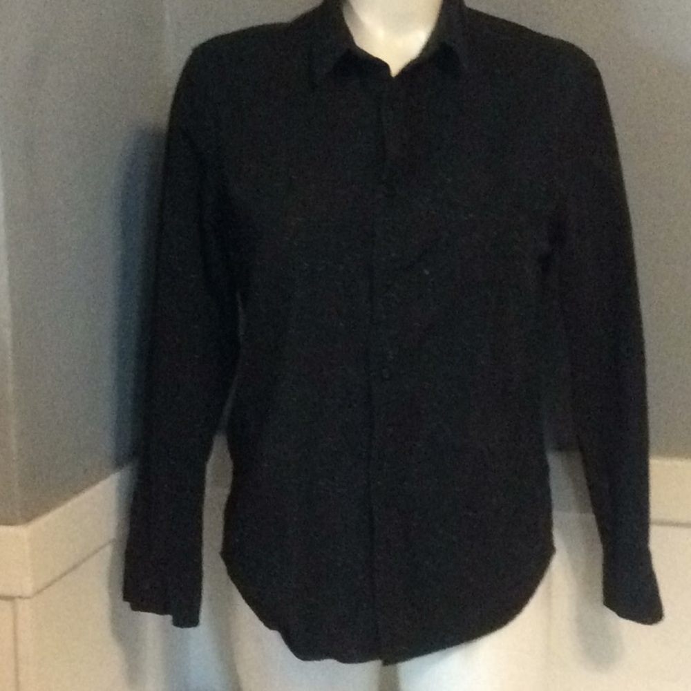 Rock & Republic Mens Black Long Sleeve Button Shirt Sz L